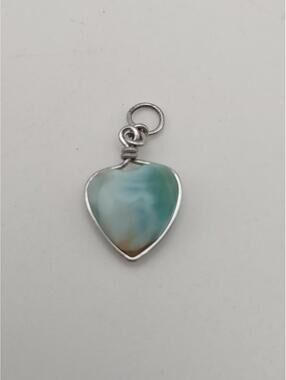 Artisan Sterling Silver Heart Larimar Atlantis Stone